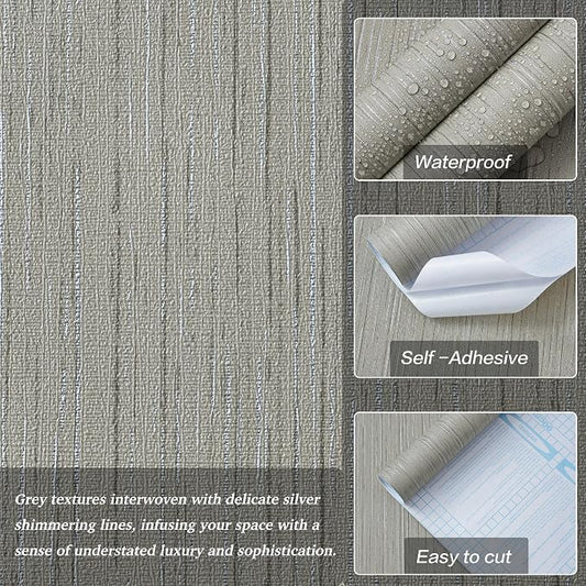 Grey Grasscloth Wallpaper Peel and Stick Textured Wallpaper - Image 2