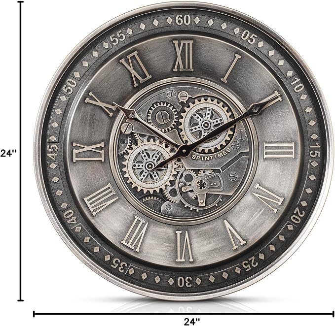 CLXEAST 24 Inch Large Moving Gear Wall Clock - Image 10