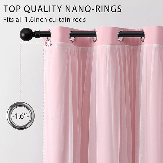 XiDi Light Pink Curtains for Bedroom, Girls Room Blackout Curtains, Kids Room - Image 2