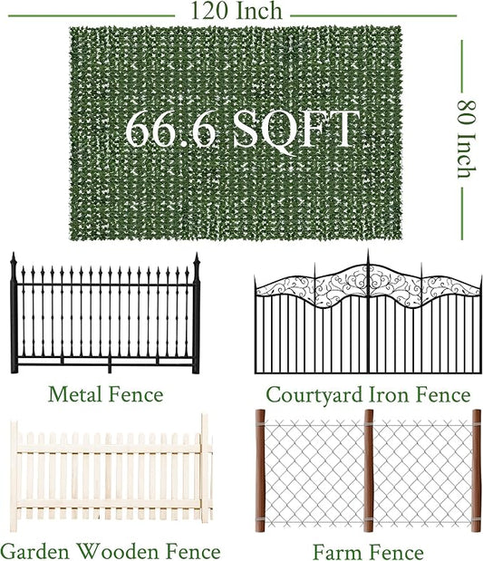 Artificial Ivy Privacy Fence Screen: 80 "x 120" Anti-Ultraviolet Artificial - Image 2