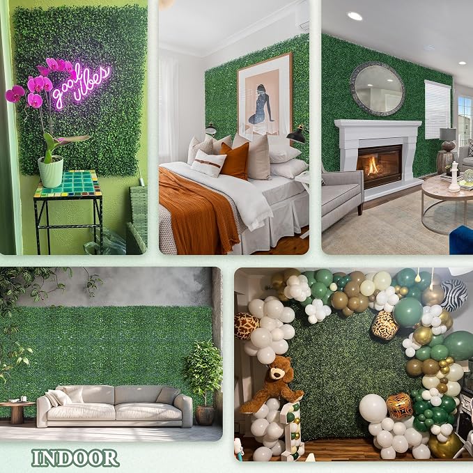 ODTORY Artificial Boxwood Wall Panels 20x20 inch 26Pcs, UV-Anti Faux Greenery - Image 7