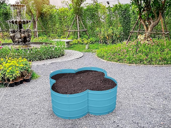 Galvanized Raised Garden Beds Outdoor // 3×3×1 ft Planter Raised Beds for Gardening, Vegetables, Flowers // Large Metal Garden Box (Teal) // Patented Tool-Free Design
