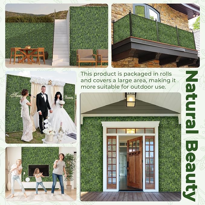 Artificial Boxwood Backdrop Roll: 48"x144" UV-Anti Greenery Faux Grass Hedge - Image 6