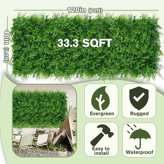 Greenery Faux Grass Wall Backdrop 40"x120"(33.5 SQFT) UV-Anti Artificial Green - Image 2