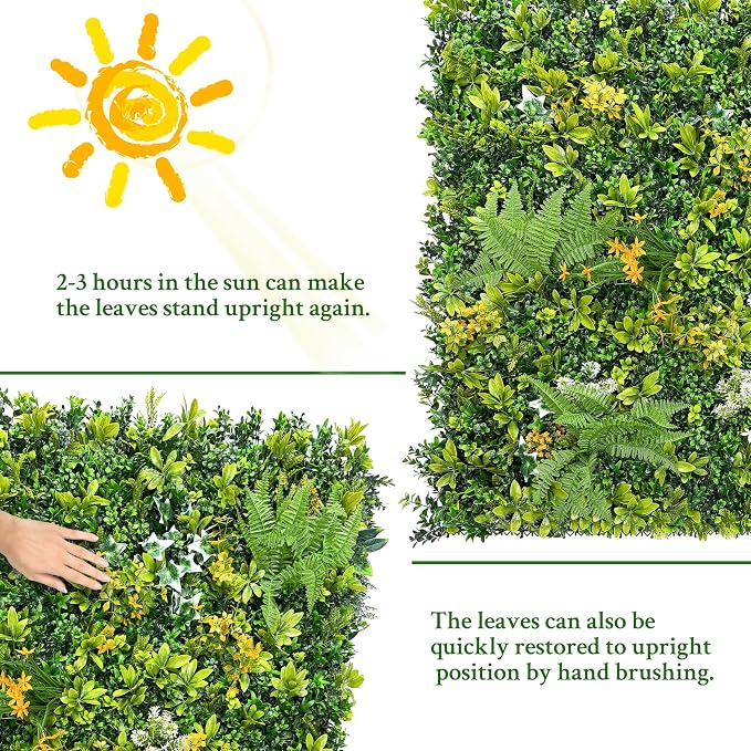 ODTORY Artificial Boxwood Hedges Panels Roll:54'' x 120'' UV-Anti Faux - Image 7