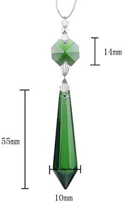 HDCRYSTALGIFTS 25pcs 55mm Green Crystal Icicle Pendant Chandelier Prisms Drops Lamp Candle Holders Curtain DIY Parts