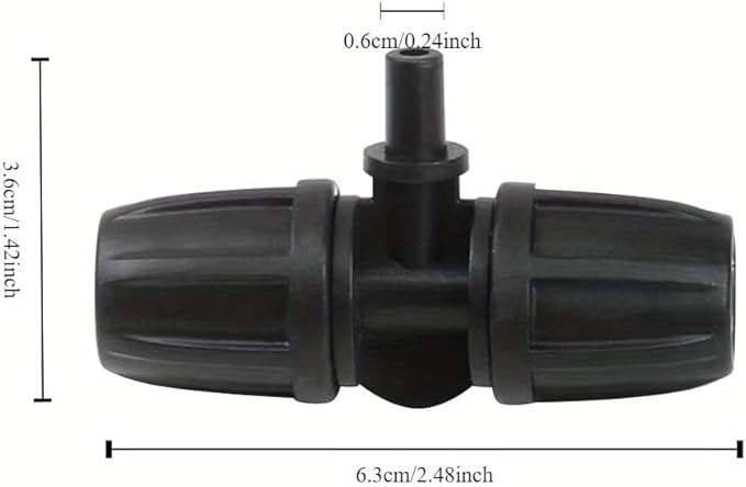 10PCS 5/16 Inch Irrigation Fittings For (5/16" ID X0.43-0.47" OD) Tubing- 1/4 inch Irrigation Tubing, Anti-Drop Locked Barbed Reducing Tee For Drip Hose (BLACK)