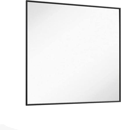 LOAAO 36"X36" Black Rectangle Bathroom Mirror Wall, Matte Black Aluminum Alloy - Image 6