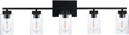 5 Light Bathroom Vanity Light Fixtures, Matte Black Modern Wall Lights by A1A9