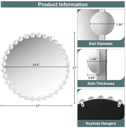 Madison Park Round Mirror, Metal Frame Circle Mirror 27 inch, Wall Art Decor - Image 7