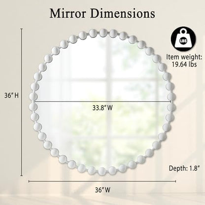 Madison Park Round Mirror, Metal Frame Circle Mirror 36 inch, Wall Art Decor - Image 5