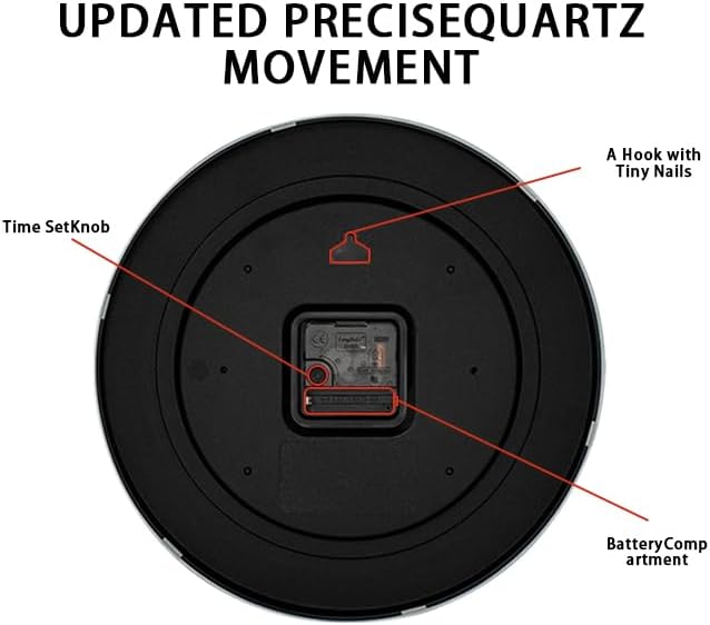 HZDHCLH Wall Clock Black, Silent Wall Clocks Battery Operated 8 Inch Modern Non - Image 5