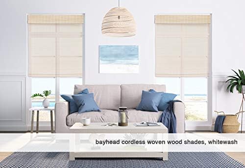Cordless Woven Wood Roman Shades, 33W x 36H, Eastfield Ash, Sizes 20-72 Wide - Image 2
