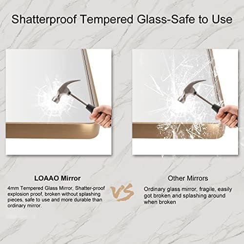 LOAAO 36”X36” Gold Bathroom Mirror, Rounded Rectangle Gold Frame Mirror - Image 6