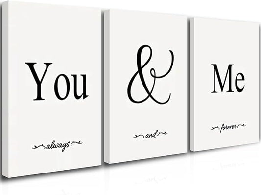 GUBIYU Black & White Bedroom 'You And Me' Love Words Art 24"x36" by GUBIYU
