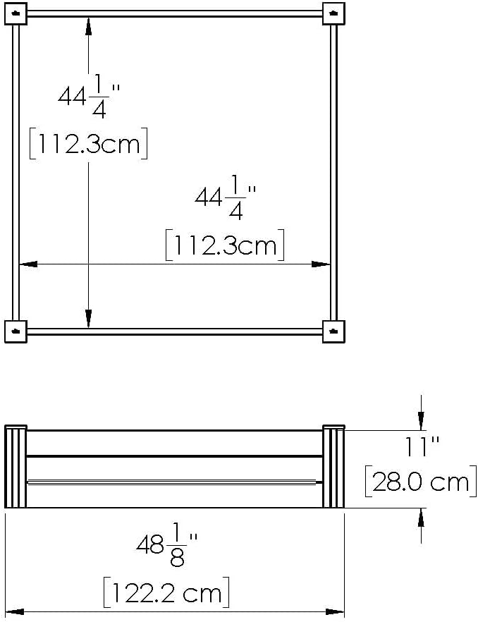 Vita Classic 4 Foot x 4 Foot x 11 inch White Vinyl Raised Modular Garden Bed, White, PVC, BPA and Pthalate Free, VT17108