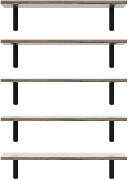 RICHER HOUSE Rustic Wood Bathroom Shelves Set of 5, Farmhouse Style Floating - Image 4