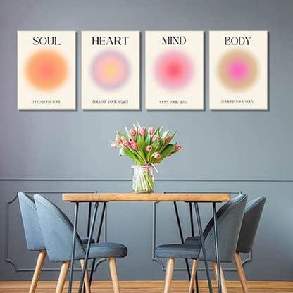 Framed Art Angel Halo Aesthetics Poster Set of 4 Pieces Colorful Aura Gradient - Image 6