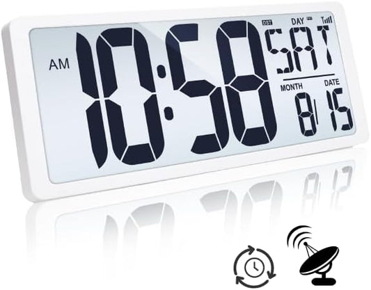 TXL Atomic Clock with Backlight, 14.2" Digital Wall Clock, Battery Operated by TXL