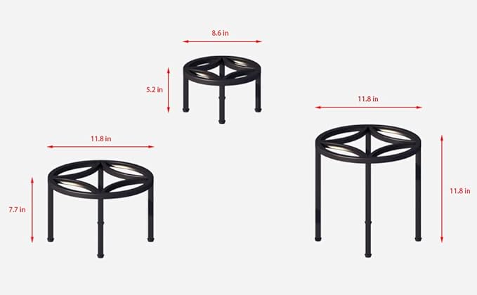Zhongma Set of 3 Metal Plant Stand for Heavy Potted Plant for Home Indoor and Outdoor, 220 LBS Capacity & Heavy Duty Construction, Sturdy Plant Riser without Installation Required