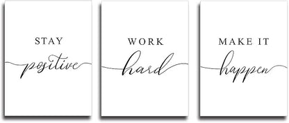 Framed Canvas Wall Art Positive Quote, Office Art, Motivational Artwork Set of - Image 8