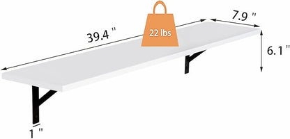 DINZI LVJ Long Wall Shelves, 39.4Inch Wall Mounted Shelves Set of 2, - Image 3