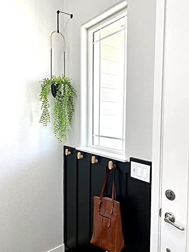 Metal Hanging Planter for Indoor Outdoor Plants Wall and Ceiling Hanging Flower Pot Plant Holder for Succulent Vines Ferns, Height Adjustable Modern Minimalist Room Decor(Black)
