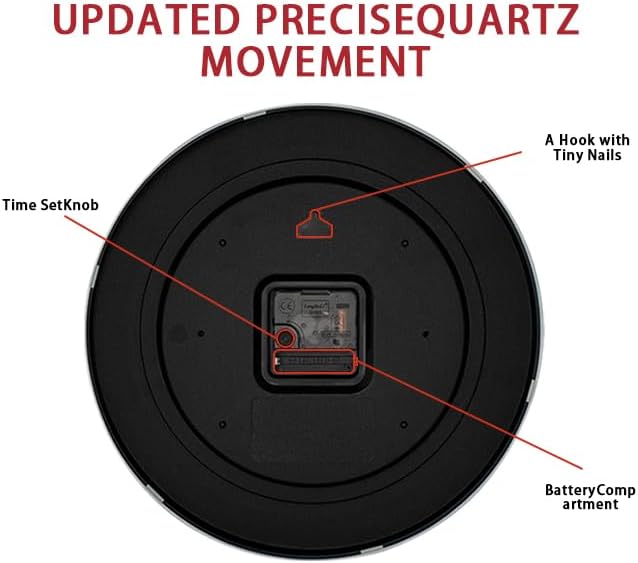 HZDHCLH Wall Clock Red, Silent Wall Clocks Battery Operated 8 Inch Modern Non - Image 4