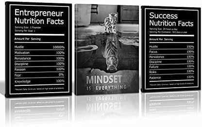 KAWAHONE Motivational Mindset Canvas Wall Art, Success Entrepreneur Nutrition by KAWAHONE