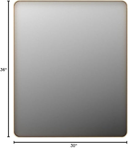 LOAAO 30”X36” Gold Bathroom Mirror, Rounded Rectangle Gold Frame Mirror - Image 9