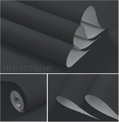 Dimoon 236''x17.7'' Grey Peel and Stick Wallpaper Contact Paper Modern Self - Image 2
