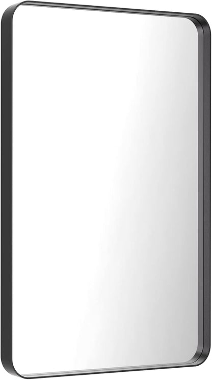 LOAAO 28X36 Inch Black Metal Framed Bathroom Mirror - Image 3