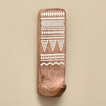IndianShelf 10 LB- 6 Pieces Decorative Wood Adhesive Wall Hooks–Boho Peel and by IndianShelf