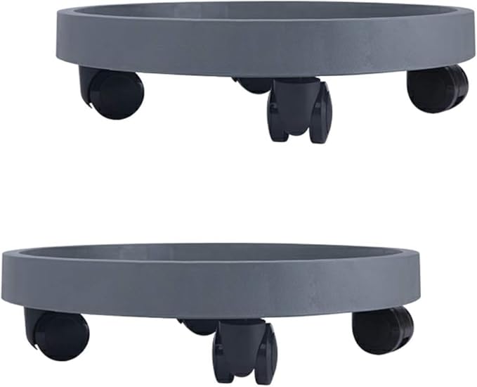 WanderingDonkey 2 Pack of 9.8 Inch Heavy Duty Plant Caddy with Wheels,Rolling Plant Stand Pot Trolley, Potted Flower Mover Dolly with Casters Round Coaster for Indoor Outdoor, Brown