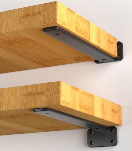 6 Pack - 10 inch Black Hidden L Shelf Bracket Iron Floating Shelf Brackets - Image 7