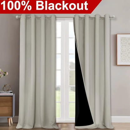 NICETOWN Full Shading Curtains 90 inches Long 2 Panels Set - Image 2