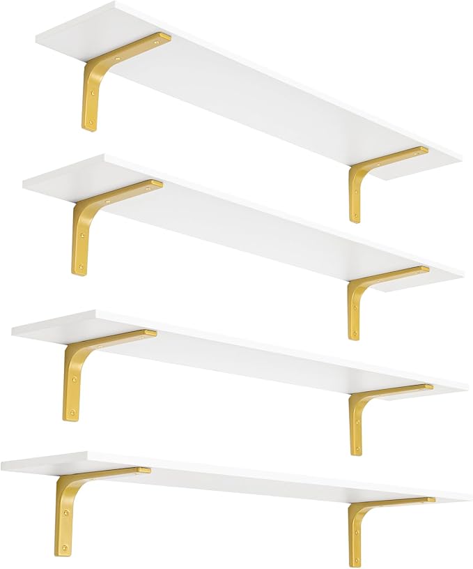 DINZI LVJ Long Wall Shelves, 47.3" Wall Mounted Shelves Set of 4, Large by DINZILVJ