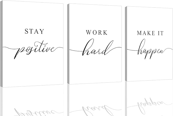 Framed Canvas Wall Art Positive Quotes Painting, Office Wall Art, Positive by EPHANYART