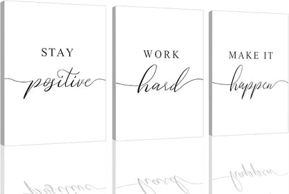 Framed Canvas Wall Art Positive Quote, Office Art, Motivational Artwork Set of by EPHANYART