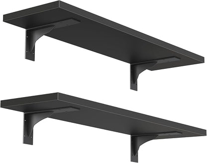 HOOBRO Floating Shelves for Wall, 15.4" Wall Mounted Shelves Set of 2, Hanging by HOOBRO
