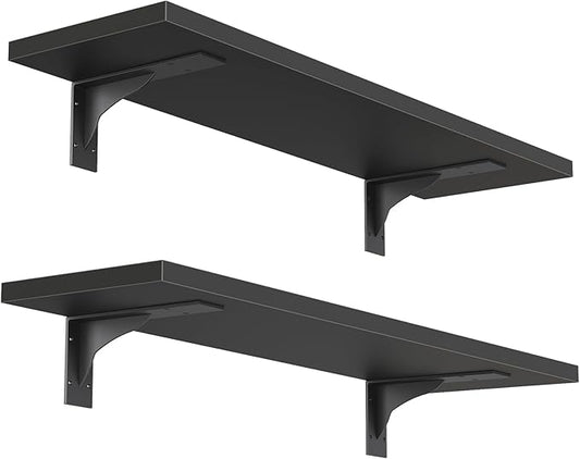 HOOBRO Floating Shelves for Wall, 15.4" Wall Mounted Shelves Set of 2, Hanging by HOOBRO