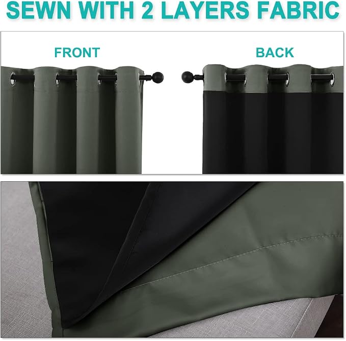 NICETOWN 100% Blackout Curtains 84 inches Long, Pair of Energy Smart & Noise - Image 5