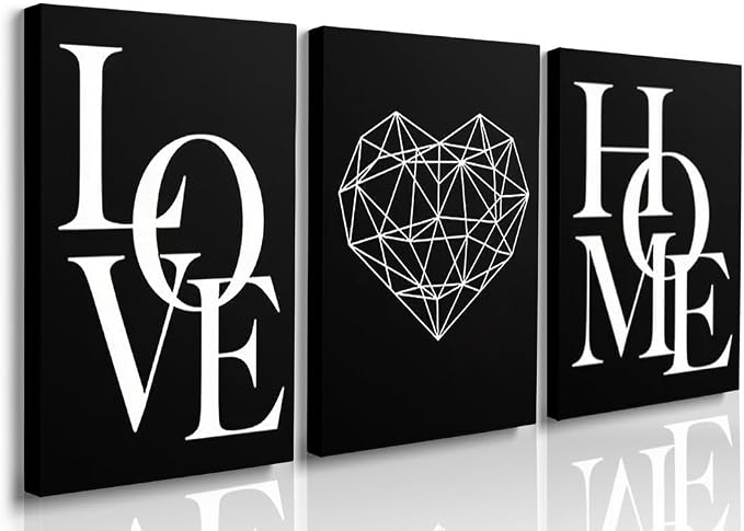 GUBIYU Love Home Wall Decor Black and White Farmhouse Modern Art by GUBIYU
