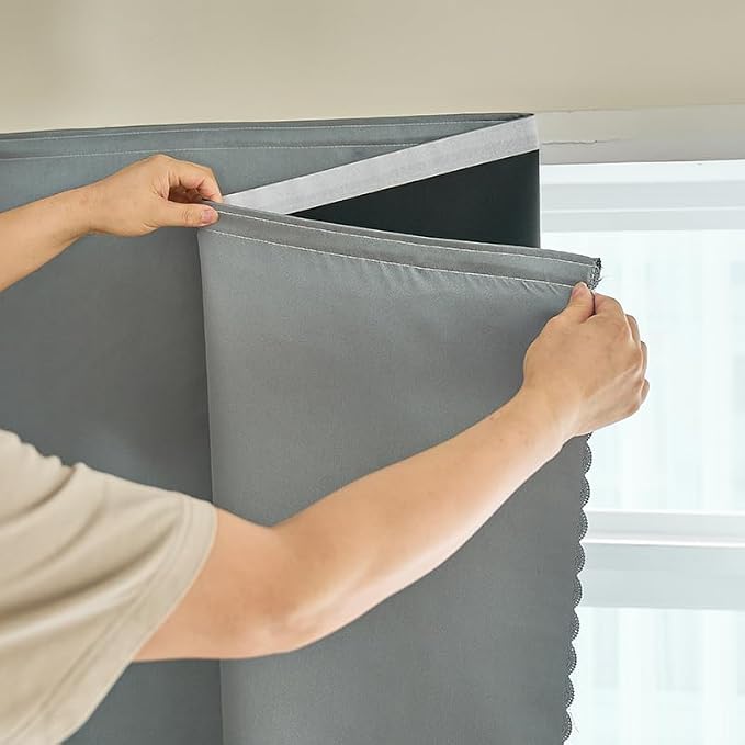 AJAZZ self Adhesive Portable 100% Blackout Curtains Simple and Easy to by AJAZZ