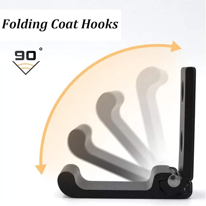 6Pcs Folding Coat Hooks, Matte Black Wall Hooks - Image 3
