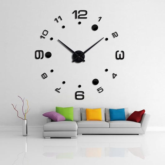 DIY 3D Wall Clock Large Frameless Watch Mirror Surface Wall Art Clock - Image 2
