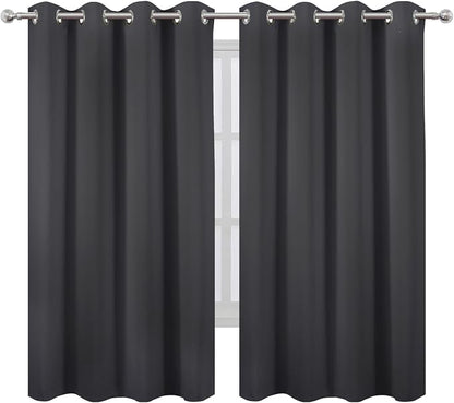 LEMOMO Dark Grey Blackout Curtains 66 x 63 Inch Length/Set of 2 Curtain - Image 2