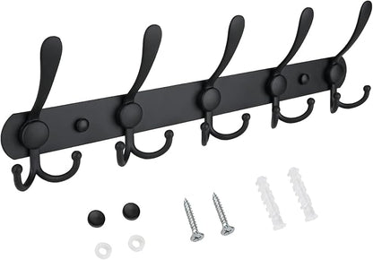 TICONN Wall Mounted Coat Rack, Five Heavy Duty Tri Hooks All Metal Construction by TICONN