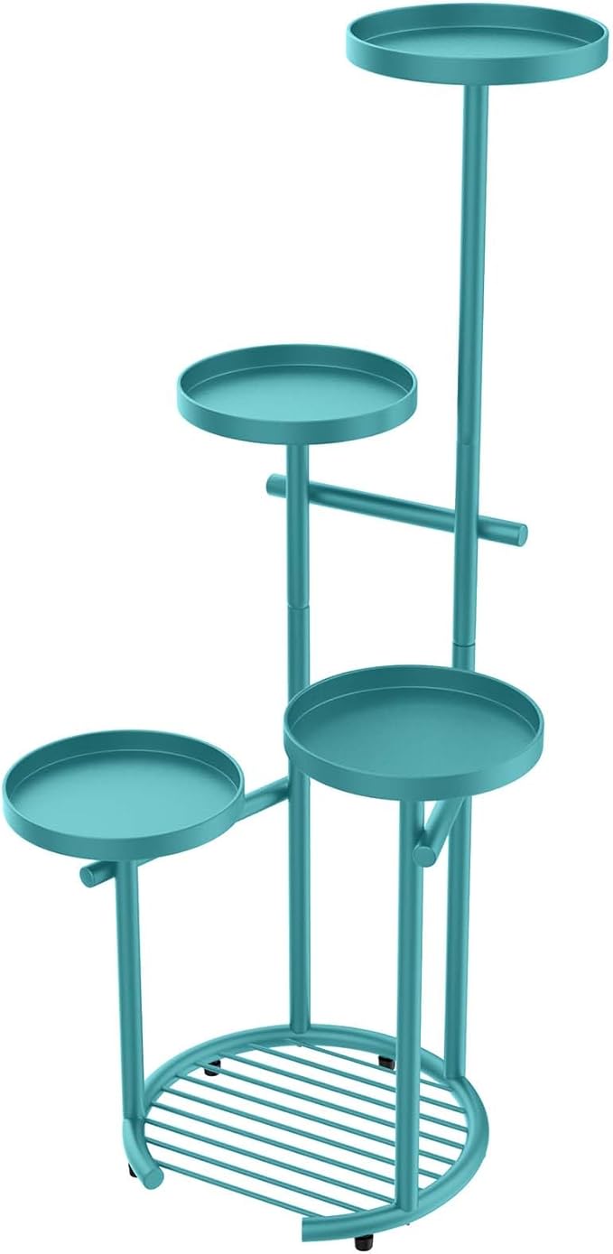 TOSKING 5 Tier Metal Plant Stand Indoor， Plant Shelf, Corner Shelf Flower Pot Stand for Outdoor Plant Stand for Living Room Balcony Garden Patio Bedroom (Blue, 38in)