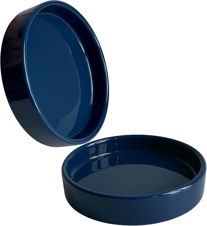 Ceramic Plant Saucer Plant Pot Tray 2 Pack 4.7 6 7 8 9 10 12 13 15 inch Blue, Planter Water Drip Trays for Plant Saucers Indoors, Thick Durable Sturdy Flower Pot Saucers for Glazing Pots Base